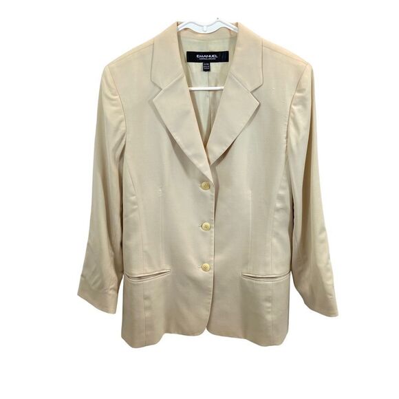 Ladies Emanuel Ungaro Brand‎ Cream Colored Wool Blend Blazer Size 12/46 - Picture 1 of 14
